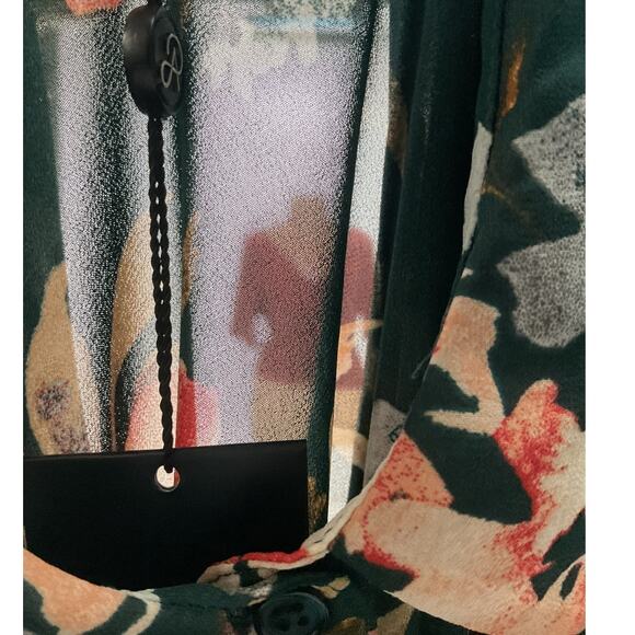 NWT Adrianna Papell Floral Green Blouse - Picture 4 of 4